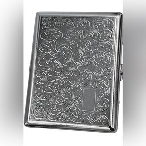 Elegant Silver Engraved Card Cigarette Case